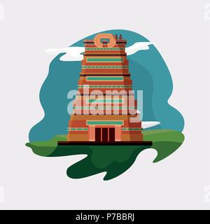 India design with Sri Meenakshi Temple icon over white background, colorful design. vector illustration Stock Vector