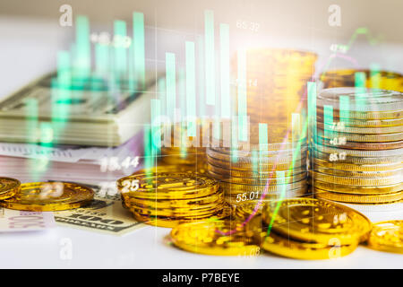 Stock market or forex trading graph and candlestick chart suitable for financial investment concept. Economy trends background for business idea and a Stock Photo