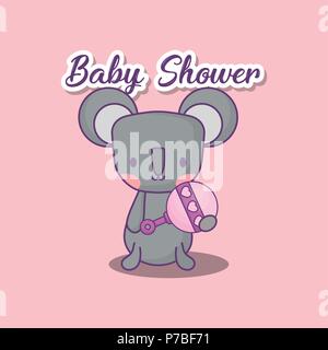 Baby shower design with cute koala icon over pink background, colorful design. vector illustration Stock Vector