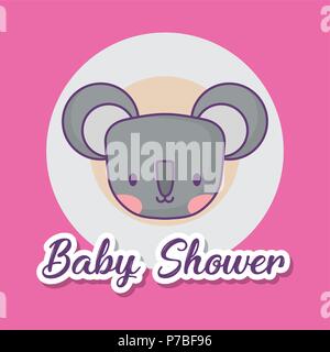 Baby shower design with cute koala icon over pink background, colorful design. vector illustration Stock Vector