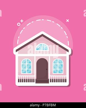 modern house icon over pink background, colorful design. vector illustration Stock Vector