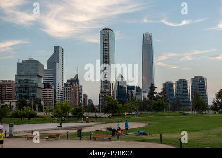 People exercising in Bicentenario Park, Vitacura, Santiago Stock Photo