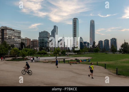 People exercising in Bicentenario Park, Vitacura, Santiago Stock Photo