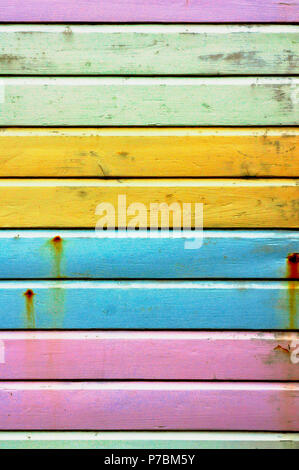 Brightly-painted wooden panels as a background Stock Photo