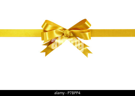 Gold bow gift ribbon Stock Photo