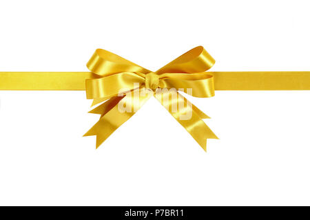 Gold bow gift ribbon Stock Photo