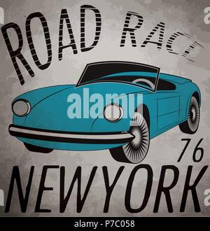 Retro car. Vintage car. Sport car. Stock Vector