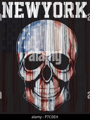 American flag skull Stock Vector