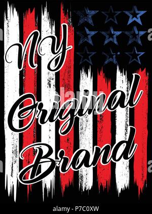 Vector illustration on the theme in New York City freedom. Stylized American flag. Grunge background. Typography, t-shirt graphics, print, poster, ban Stock Vector