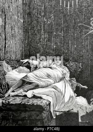 Messalina (25-48). Wife of the Roman Emperor Claudius. Engraving by Barberis. The Iberian Illustration, 1888. Stock Photo