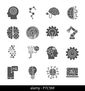 Artificial Intelligence different icons set. AI icon setfor web, sites and other Stock Vector