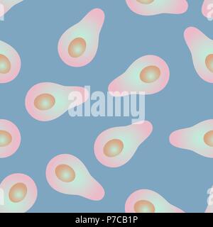Seamless vector abstract gradient avocado pattern on blue Stock Vector