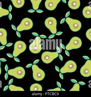 Seamless vector abstract natural avocado pattern on black Stock Vector