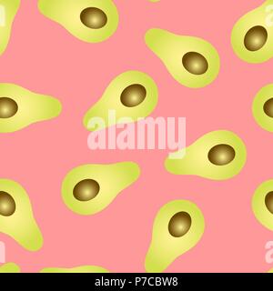 Seamless vector abstract gradient avocado pattern on pink Stock Vector