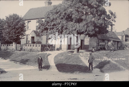 Vintage Real Photograph of The Village Green, Chalton, Hampshire, England, UK Stock Photo