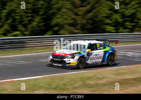 Citroen C-Elysee, Nuerburgring 24h race 2017, motorsports, long distance race, curves, race track, Eifel, Rhineland-Palatinate, Germany, Europe Stock Photo