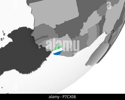 Sierra Leone on gray political globe with embedded flag. 3D ...