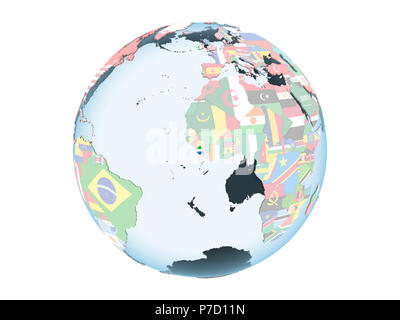Sierra Leone on bright political globe with embedded flag. 3D ...