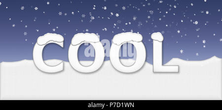 Cool text, snowy winter background. Stock Photo