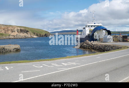 Shetland inter-island ferry, operates between Gutcher, Yell and Belmont Unst as well as Hamars Nest, Fetlar. The whole area is known as Bluemull Sound