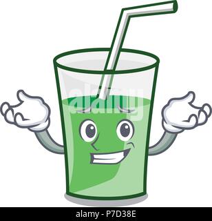 Grinning green smoothie character cartoon Stock Vector