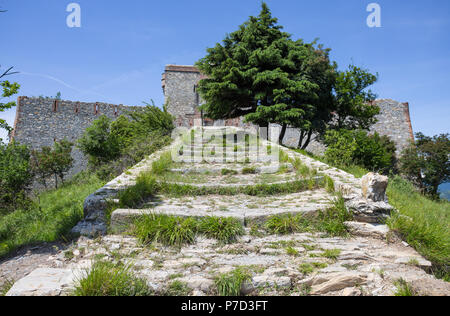 View of Fort Puin in the city of Genoa Mura park trail (Parco delle Mura), Genoa (Genova), Italy. Stock Photo