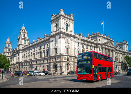 street view of london with double decker bus Stock Photo