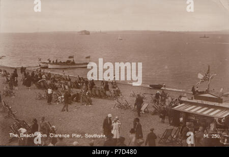 Vintage 1932 Photograph of The Beach From Clarence Pier, Southsea, Portsmouth, Hampshire, England, UK Stock Photo