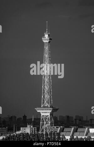 Sunlight illuminates the Berlin Funkturm in Charlottenburg, Berlin 2016. Stock Photo