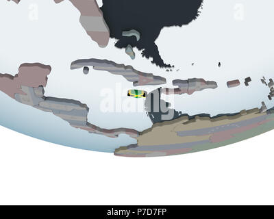 Jamaica on political globe with embedded flag. 3D illustration. Stock Photo