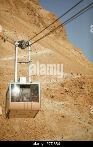 Snake trail and cable car, Masada National Park, Judea, Dead Sea, Israel Stock Photo