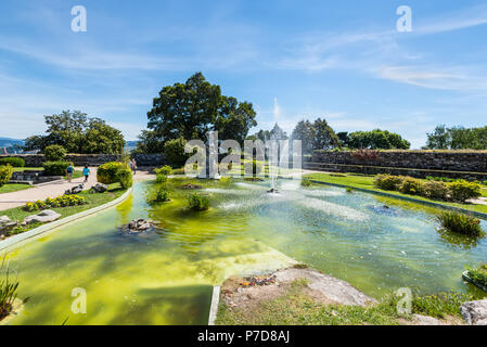 Vigo, Spain - May 20, 2017: Little pool in the Castro Mount park (Parque Monte del Castro) in Vigo, Pontevedra, Galicia, Spain. Lovely park on top of  Stock Photo