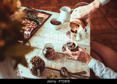 Coffee cupping in beautiful home Stock Photo