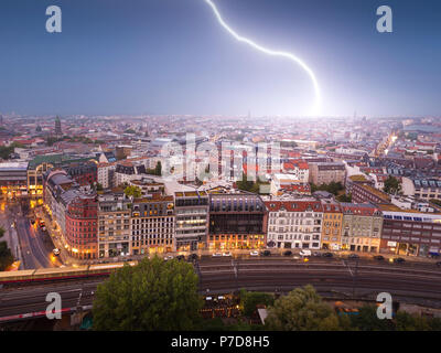 Lightning strike in northern Berlin, Berlin, Germany Stock Photo