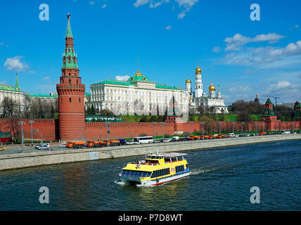 Moscow Kremlin with Cathedral of the Dormition, Archangel Michael Cathedral and Ivan the Great Bell Tower, Moscow Kremlin Stock Photo
