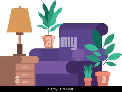 living room with houseplants scene Stock Vector Image & Art - Alamy