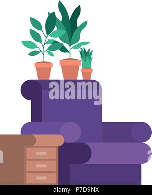 living room with houseplants scene Stock Vector Image & Art - Alamy