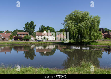 A view across the duck pond in the picture postcard village of Nun Monkton; North Yorkshire, UK Stock Photo