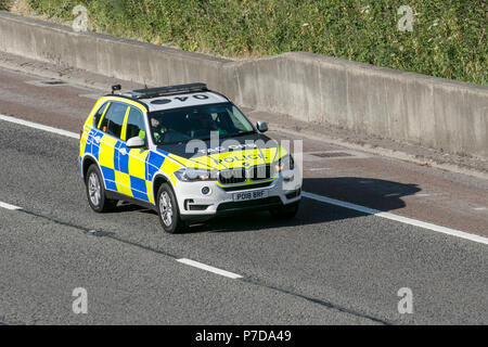 Police BMW X5 Xdrive30D AC Auto 'Tac Ops'  Tactical Operations division on the M6 motorway at Lancaster, UK Stock Photo