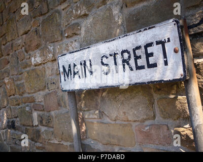 A Street sign saying Main Street in the tiny village of Bramley, near Rotherham, South Yorkshire. Stock Photo