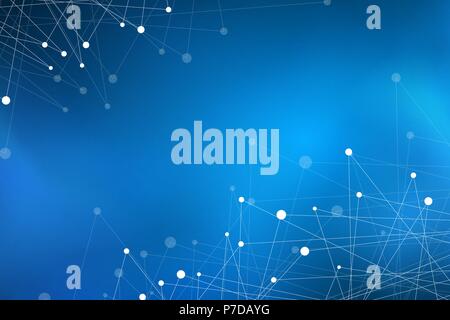 Abstract modern geometrical background. Connected triangles. Plexus background. Cover for your design. Blue glowing fog. Vector illustration. EPS 10 Stock Vector