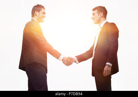 handshake business partners.isolated on a white background. Stock Photo