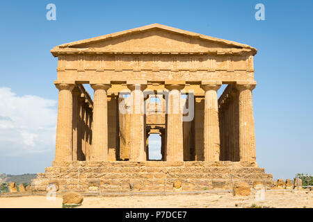 Italy Sicily Agrigento Valle dei Templi Valley of the Temples start 581BC by colonists from Gela Tempio della Concordia Temple of Concord Stock Photo