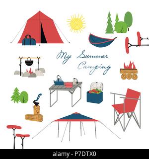 Summer camping icons Stock Vector