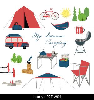 Summer camping icons Stock Vector