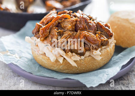 Pulled pork coleslaw roll Stock Photo