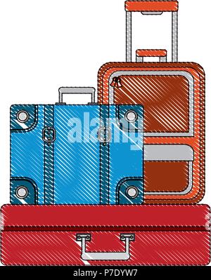 stacked suitcases luggage travel equipment vector illustration Stock Vector