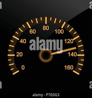 Illuminated car speedometer - night dashboard Stock Vector