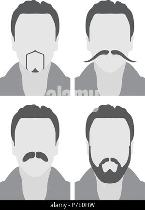 Men avatars with beard and moustache - face style Stock Vector