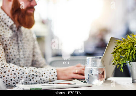 Bearded man using laptop Stock Photo